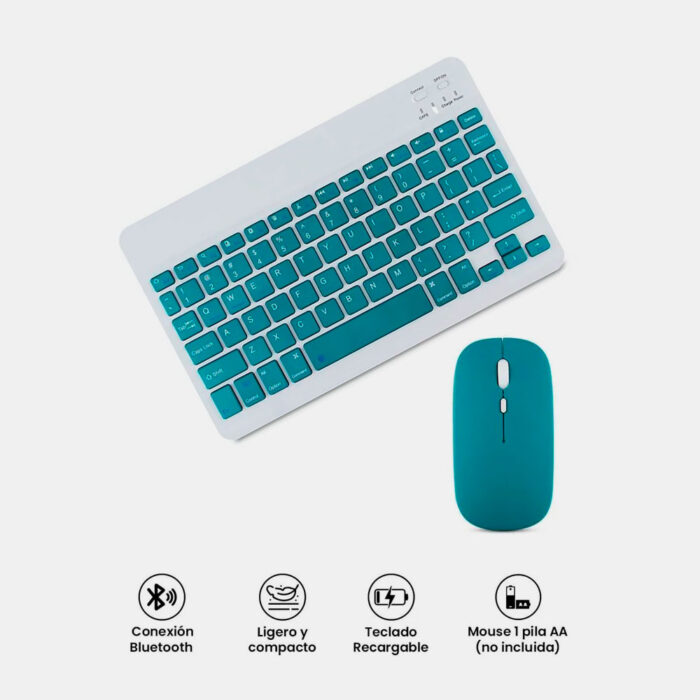 Kit teclado y mouse inalámbrico bluetooth